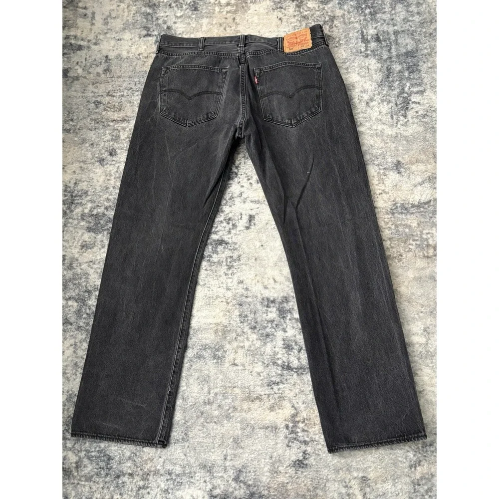 Levis 501 Jeans Mens 40x34 (Fits 38x32) Black Denim Straight Leg Button‎ Fly